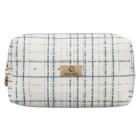 Blaue, geräumige Damen-Kosmetiktasche aus Synthetikmaterial – Rovicky