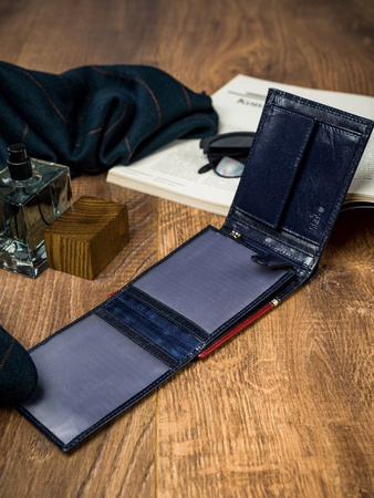 Herren Geldbörse quer, zweifarbig aus hochwertigem Leder – Rovicky