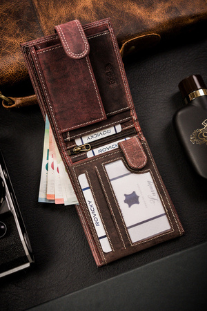 Große Herren Geldbörse aus echtem Leder mit Druckknopf – Always Wild