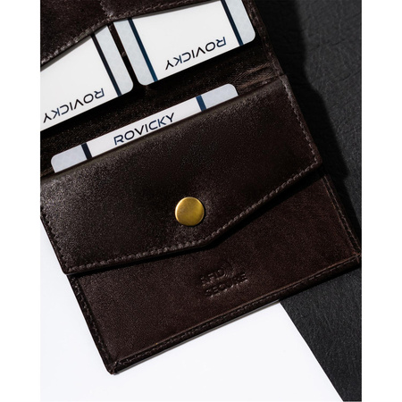 Braune, kompakte Herren Geldbörse mit RFID – Rovicky