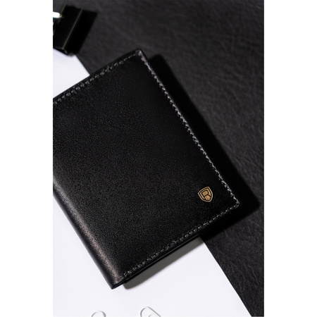 Elegantes Dokumentenetui aus Leder in Schwarz – Rovicky