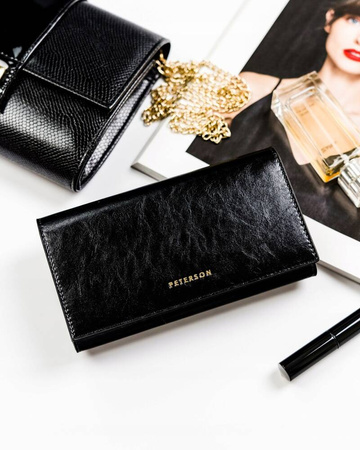 Damen Geldbörse aus Leder mit Klappe und Druckknopf – Peterson