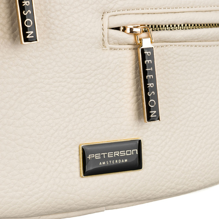 Damen-Gürteltasche aus Öko-Leder in hellem Beigeton mit Reißverschluss – Peterson