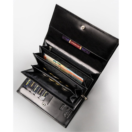 Schwarze Damen Geldbörse aus Leder mit RFID – Peterson