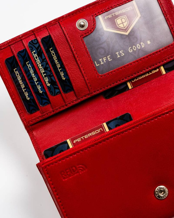 Große Damen Geldbörse aus Leder mit Druckknopf und Reißverschluss – Peterson