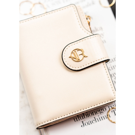 Beige Damen-Geldbörse aus Öko-Leder mit Druckknopf- und Reißverschlussverschluss - Rovicky