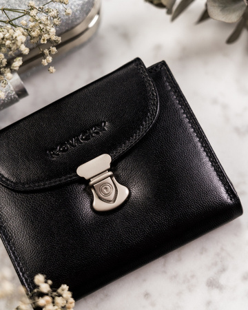Damen Geldbörse aus Leder mit dekorativem Verschluss – Rovicky