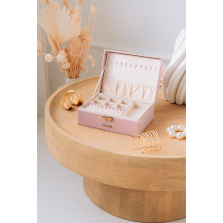 Abschließbare Schmuckschatulle aus Leder, rosa – Peterson