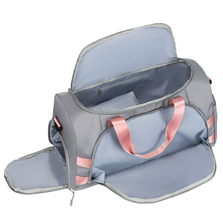 Wochenend-Reisetasche in Grau-Rosa mit Koffergurt – Peterson