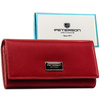 Rote Damen-Geldbörse aus Natur- und Öko-Leder mit Druckknopfverschluss – Peterson