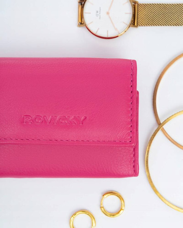 Eleganter Damen Geldbörse mit Druckknopf aus echtem Leder – Rovicky