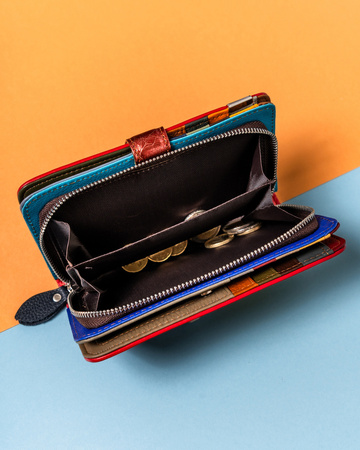 Große Damen Geldbörse aus echtem Leder im Patchwork-Muster – Rovicky
