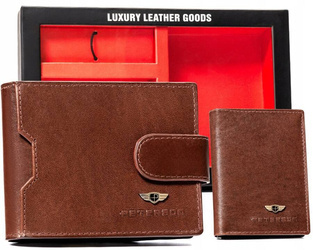 Geschenkset: Herren Geldbörse aus Leder, Etui und Schlüsselanhänger – Peterson
