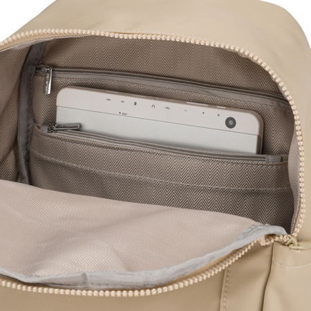 Kleiner Damen-Rucksack aus Polyester in Ecru, ein Hauptfach mit Außentasche - Peterson