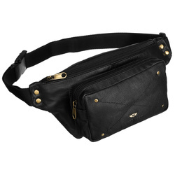 Herren Bauchtasche schwarz aus Leder mit Reißverschluss – Peterson