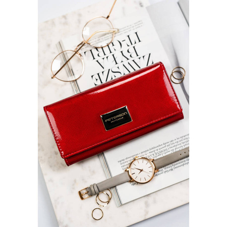 Modische Damen-Geldbörse rot aus Lackleder - Peterson