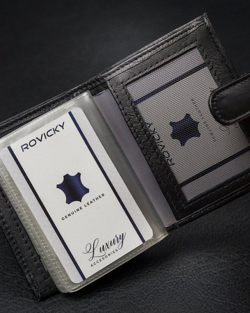 Vertikales Kartenetui aus Echtleder mit Druckknopf und Geldscheinfach – Loren