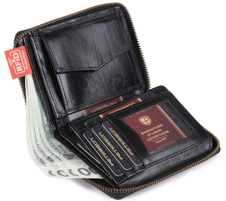 Herren Geldbörse mit Reißverschluss und Kartenschutz – Peterson