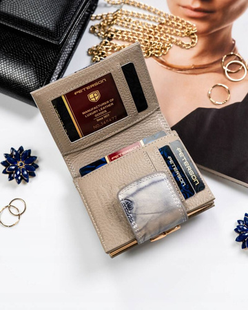 Damen Geldbörse aus Leder mit Bügel- und Druckknopfverschluss – Peterson