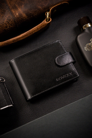Große Herren Geldbörse aus Leder mit Druckknopf – Rovicky