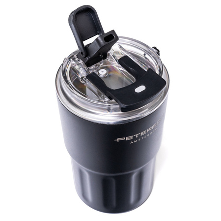 Schwarzer Thermobecher aus Edelstahl mit doppelwandiger Isolierung - Peterson