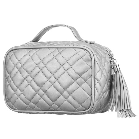 Peterson – Ein-Kammer-Kulturtasche aus synthetischem Gewebe, silberfarben, mit Reißverschluss