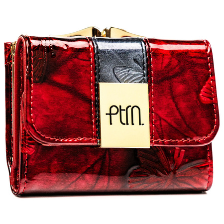 Kleine Damen-Geldbörse aus Leder in Rot mit Druckknopf und Schnappverschluss – Peterson