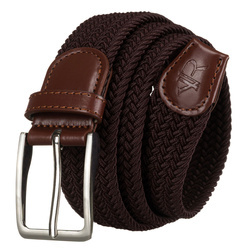 Brauner Textilgürtel aus Synthetikmaterial und Öko-Leder – Rovicky