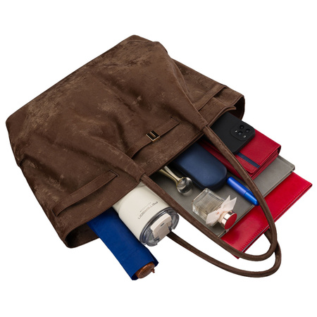 Große, braune Damen-Shopper aus Öko-Leder, ein Kammer - Peterson