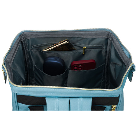 Blauer Damen Rucksack mit einem Hauptfach aus Polyester, ideal als Handgepäck – Peterson