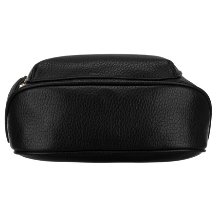 Schwarze Damen-Umhängetasche aus Öko-Leder, aufgehängt an einem verstellbaren Gürtel – Rovicky