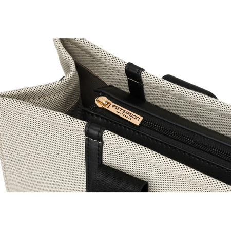 Modische Damen Shopper in Schwarz-Beige mit verstellbarem Gurt – Peterson