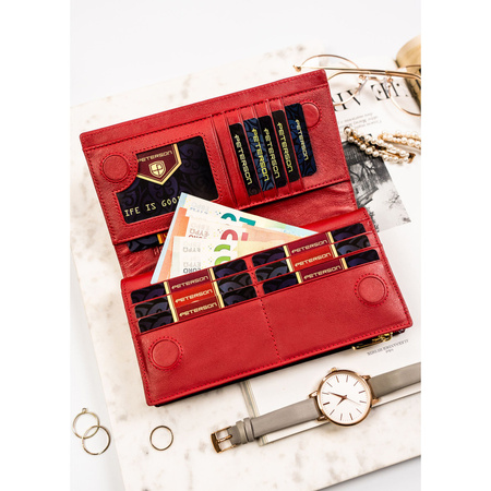 Lackierte Damen Geldbörse aus Leder in Rot mit Magnetverschluss – Peterson