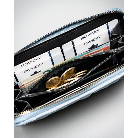 Blaue Damen-Geldbörse aus Öko-Leder mit Reißverschluss – 4U Cavaldi