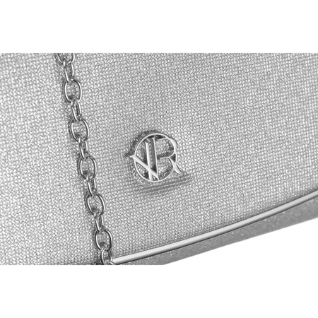 Silberne Damen Clutch aus Synthetik mit eleganter Kette – Rovicky