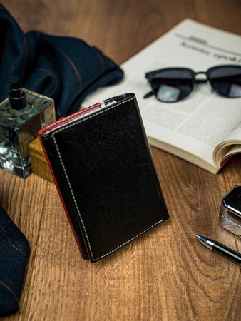 Zweifarbige Herren Geldbörse vertikal aus Echtleder – Rovicky