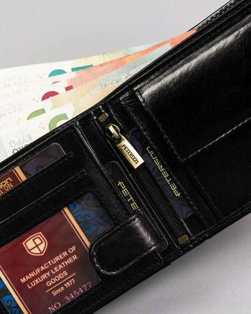 Große Herren Geldbörse aus echtem Leder mit Druckknopf – Peterson