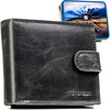 Herren-Geldbörse aus Leder in Schwarz, mit RFID-System und Druckknopfverschluss - Peterson