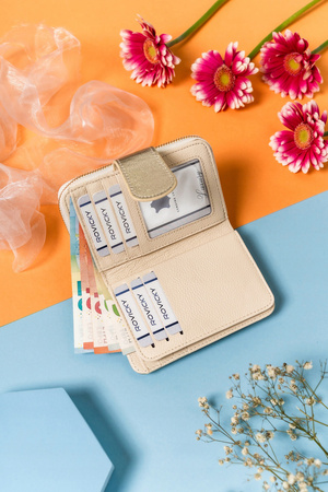 Elegante Damen Geldbörse mit Druckknopf und Reißverschluss – Lorenti