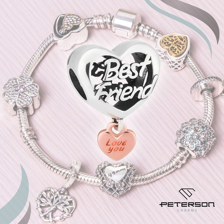 Silberner Charm Herz mit Gravur „Best Friend” für Modulararmband – Peterson