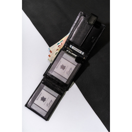 Schwarze Herren Geldbörse aus Leder mit RFID-Schutz – Rovicky