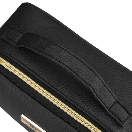Schwarze, praktische Kosmetiktasche aus Öko-Leder mit Reißverschluss – Rovicky