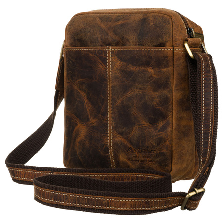 Herren-Umhängetasche mit Klappe in Braun aus Nubuk-Leder – Peterson