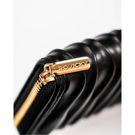 Große Damen Geldbörse aus schwarzem Öko-Leder mit Reißverschluss – Rovicky