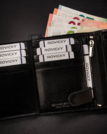 Herren Geldbörse aus echtem Leder im Hochformat ohne Verschluss – Rovicky