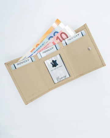 Kleiner Damen Geldbörse mit Druckknopf aus echtem Leder – Rovicky