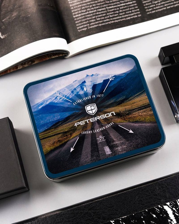 Große Herren Geldbörse aus Leder mit Druckknopfverschluss – Peterson