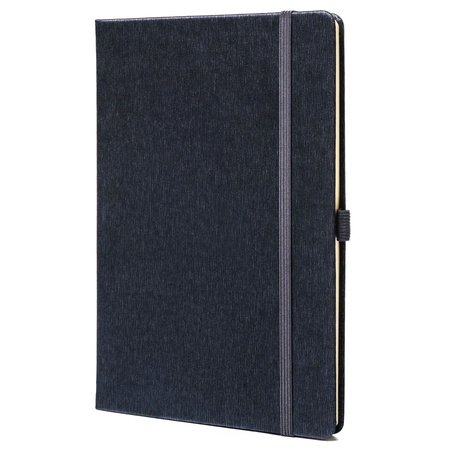 Notizbuch im A5-Format in Grau, ausgestattet mit einem Gummiband zum Verschließen - Peterson