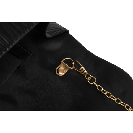 Schwarze Damen Clutch aus Öko-Leder mit Rillenmuster – Rovicky