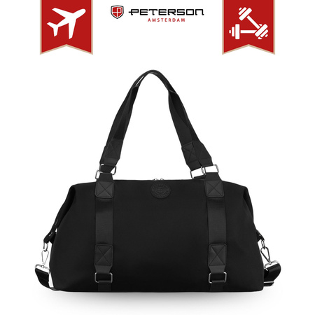 Damen Trainingstasche aus Polyester in Schwarz mit Reißverschluss - Peterson